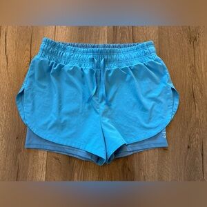 Gymshark Women’s 2 in 1 Running Athletic Shorts Blue Size XL